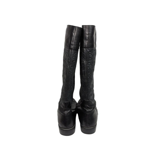 David Tate sz. 12W Bronco Floral Scroll Embossed Knee High Riding Boots Leather - Picture 5 of 14